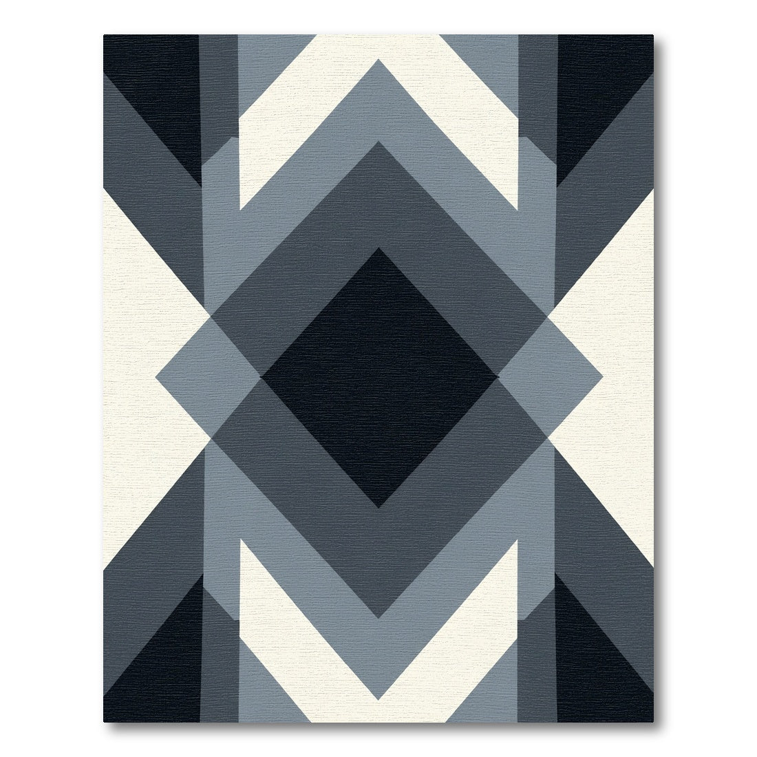 Monochrome Geometric Diamond Chevron Rug