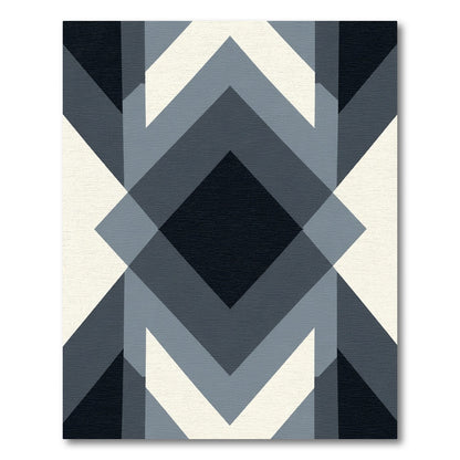 Monochrome Geometric Diamond Chevron Rug