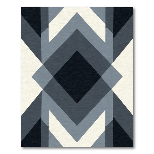 Monochrome Geometric Diamond Chevron Rug