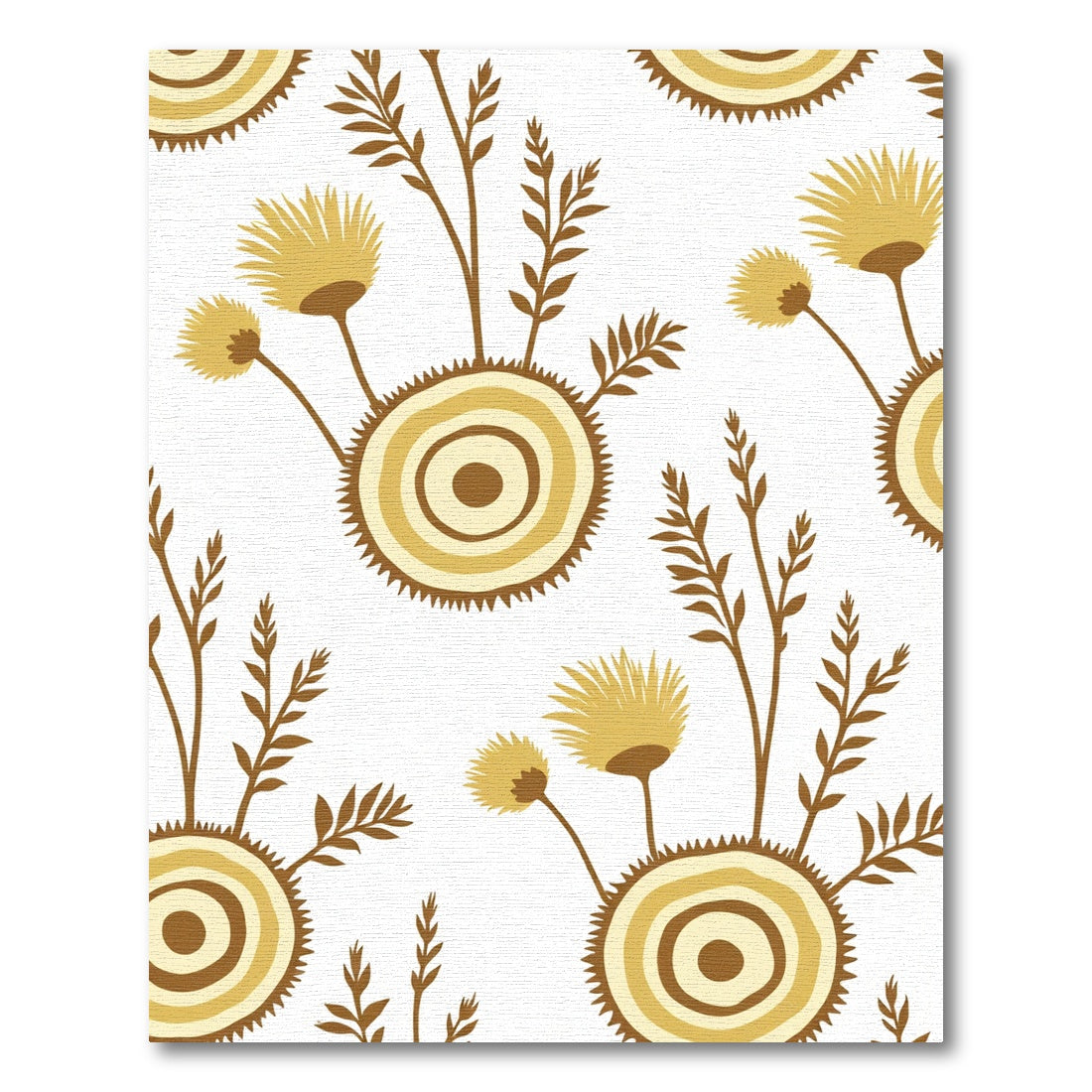 Earthy Ochre Abstract Floral Blooms Rug