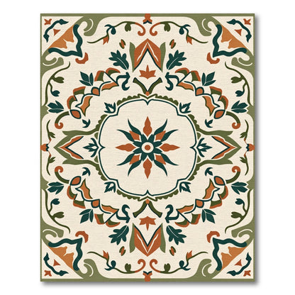 Earthy Medallion Floral Vine Rug