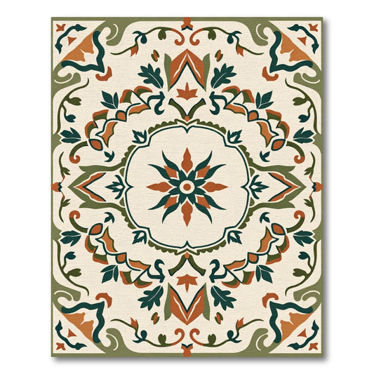 Earthy Medallion Floral Vine Rug