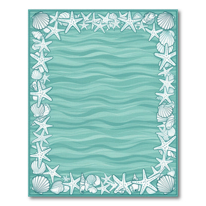 Blue and Teal Seashell Starfish Coastal Area Rug