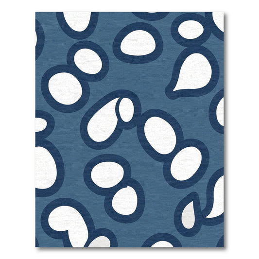 Navy White Organic Abstract Shapes Rug