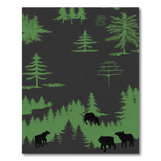 Forest Creatures Green Silhouette Rug