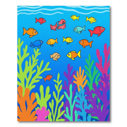 Colorful Coral Reef Fish Scape Rug