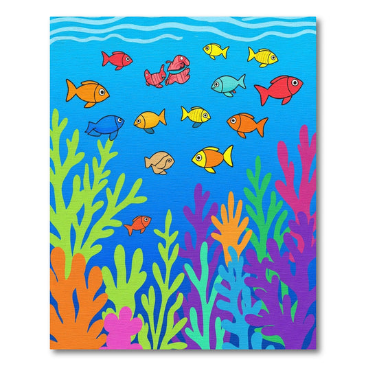 Colorful Coral Reef Fish Scape Rug