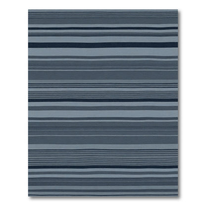 Cool Blue Varied Stripe Rug