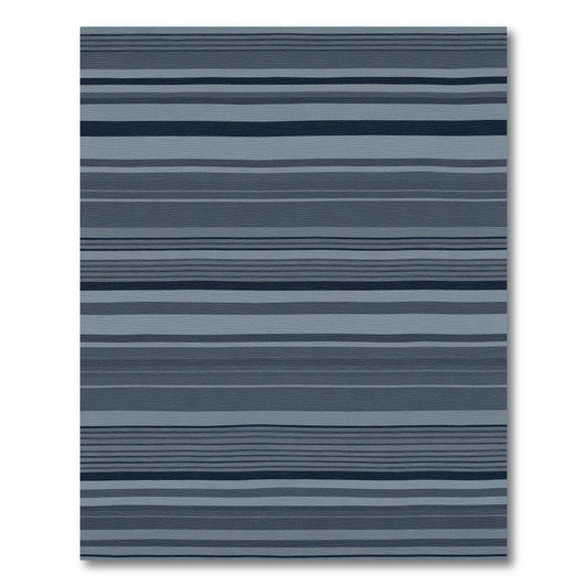 Cool Blue Varied Stripe Rug