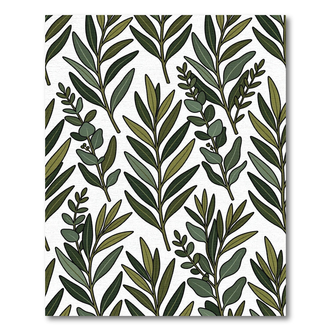 Green Leafy Botanical Branches Rug