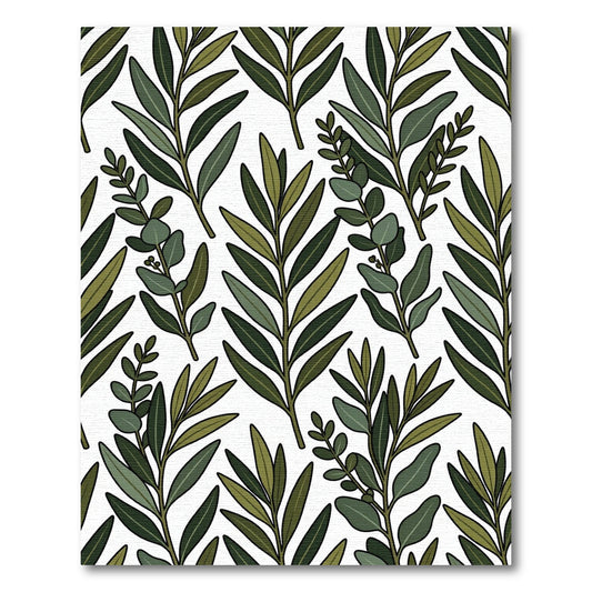 Green Leafy Botanical Branches Rug