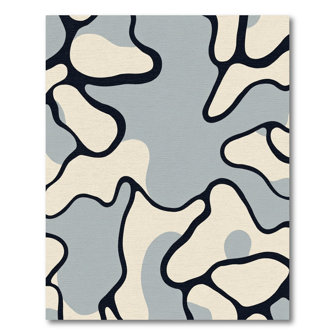 Abstract Cream Navy Organic Flow Rug