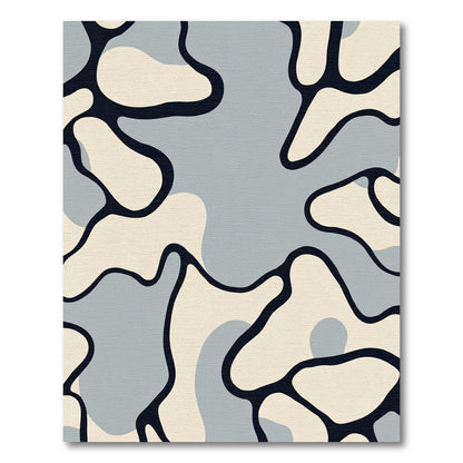 Abstract Cream Navy Organic Flow Rug