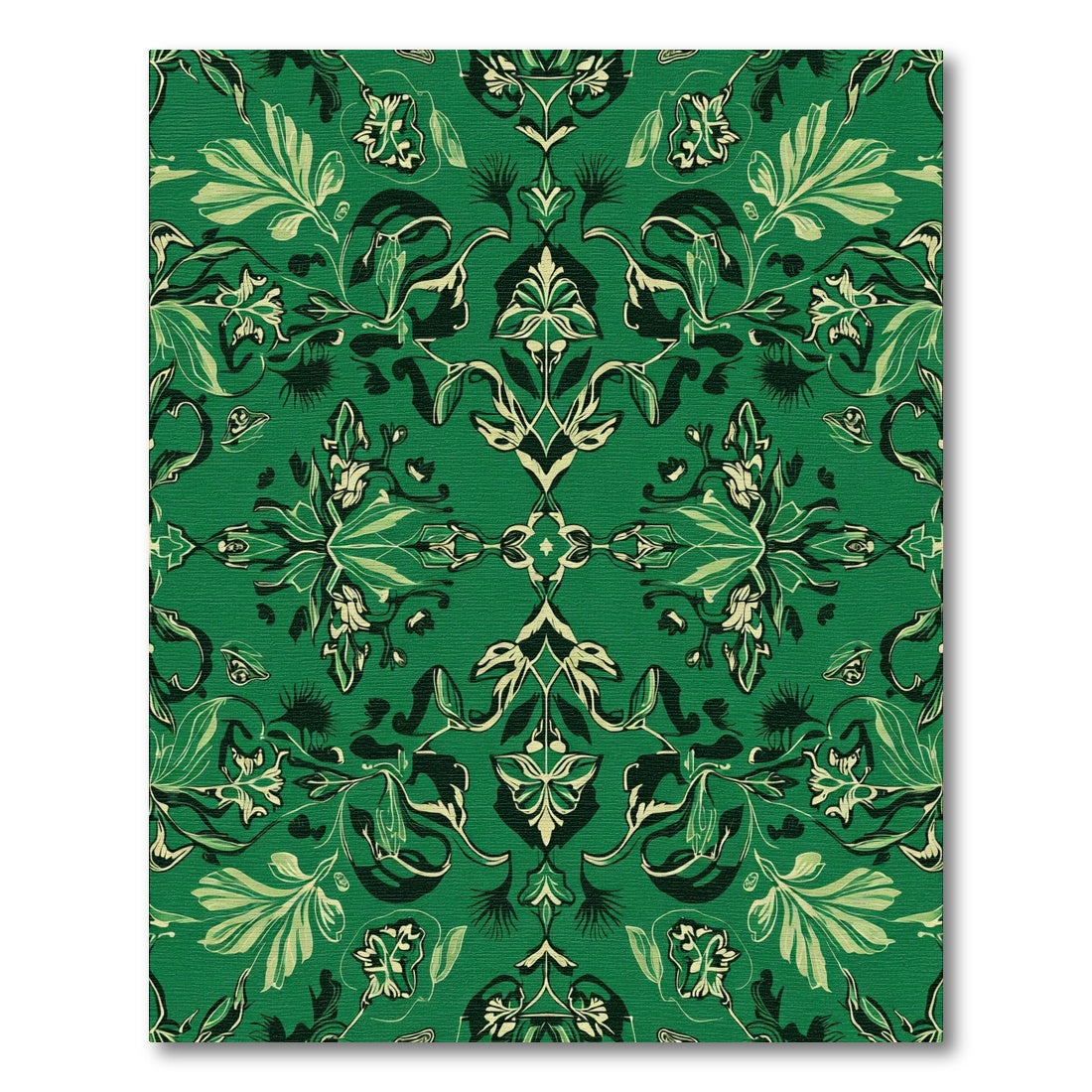 Emerald Green Ornate Floral Medallion Rug