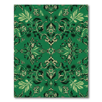 Emerald Green Ornate Floral Medallion Rug