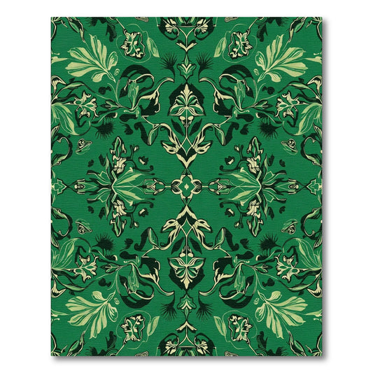 Emerald Green Ornate Floral Medallion Rug