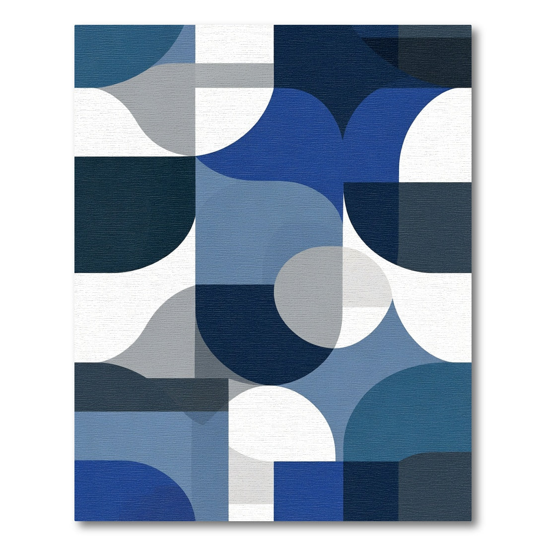 Modern Deep Blue Geometric Shapes Rug