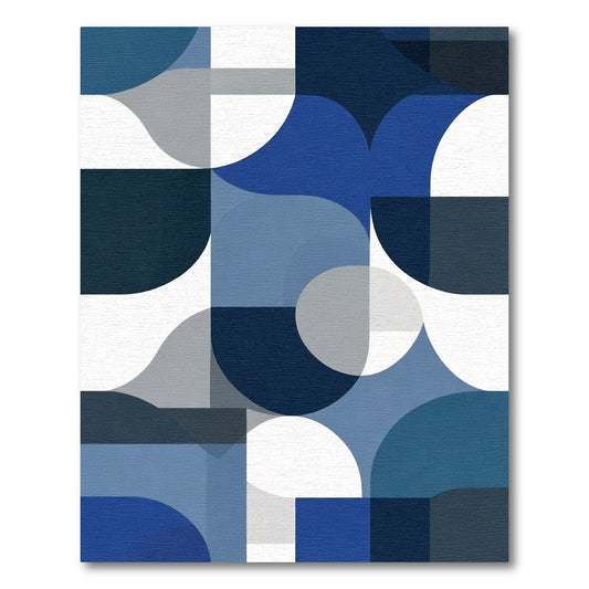 Modern Deep Blue Geometric Shapes Rug