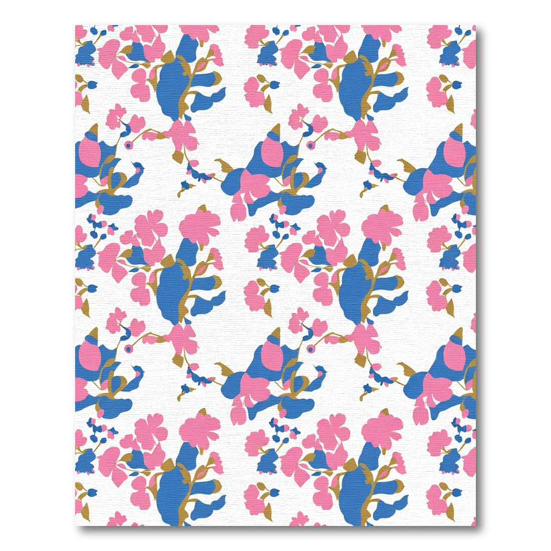 Pink Blue Abstract Floral Branches Rug