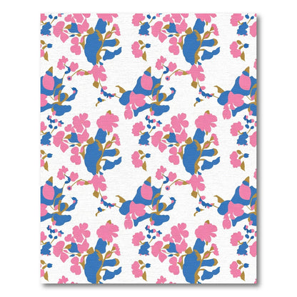 Pink Blue Abstract Floral Branches Rug