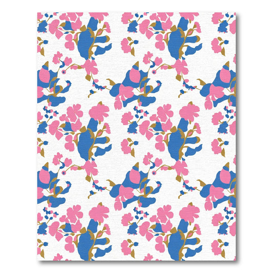 Pink Blue Abstract Floral Branches Rug