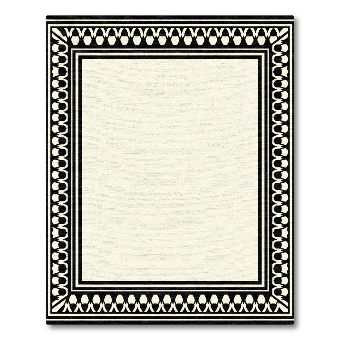 Black Cream Geometric Border Rug