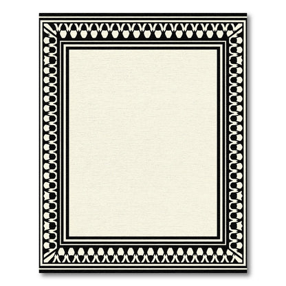 Black Cream Geometric Border Rug