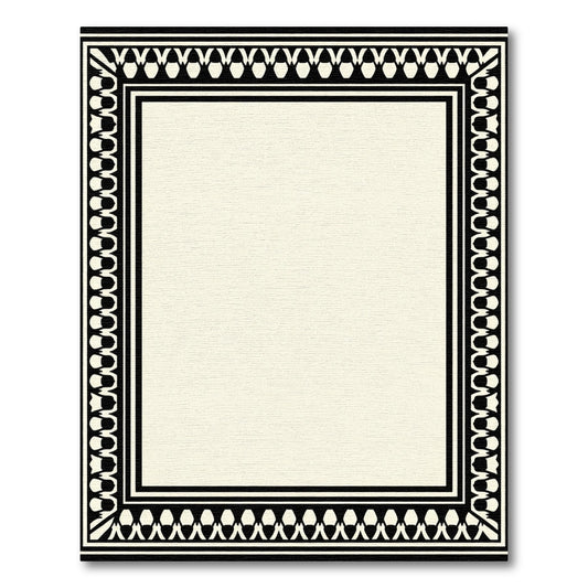Black Cream Geometric Border Rug
