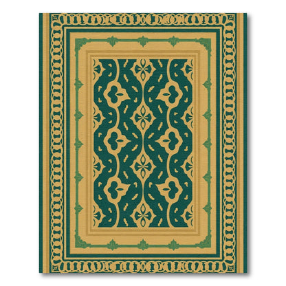 Emerald Gold Interlocking Floral Border Rug
