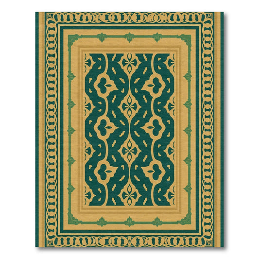 Emerald Gold Interlocking Floral Border Rug