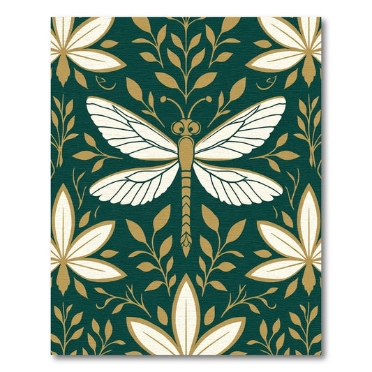 Emerald Golden Dragonfly Floral Medallion Rug