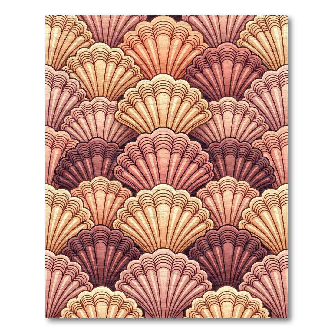 Coastal Pink Seashell Fan Arrangement Rug