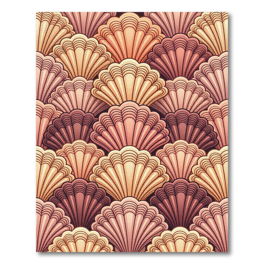 Coastal Pink Seashell Fan Arrangement Rug