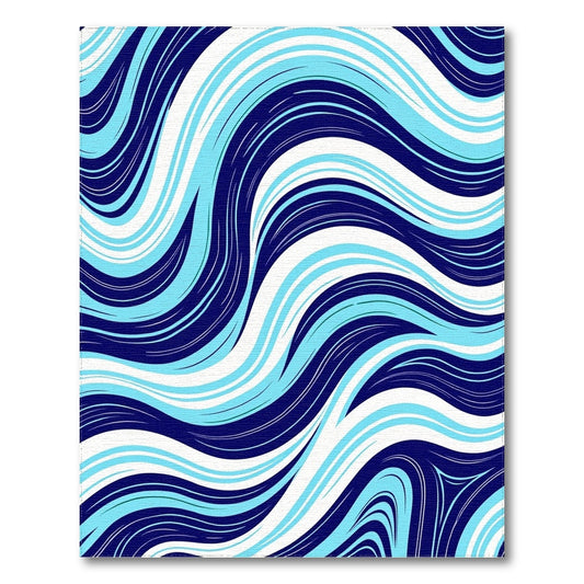 Navy Teal Fluid Wave Rug