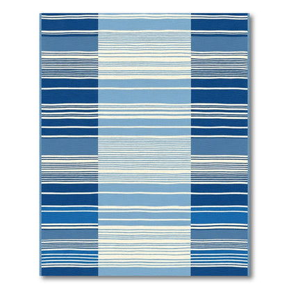 Navy Blue and Sky Blue Stripe Rug