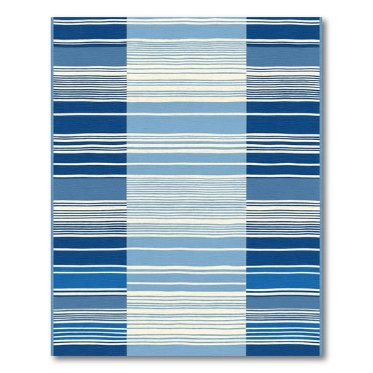 Navy Blue and Sky Blue Stripe Rug
