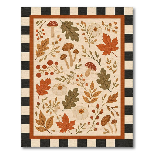 Autumn Mushroom Leaf Area Rug