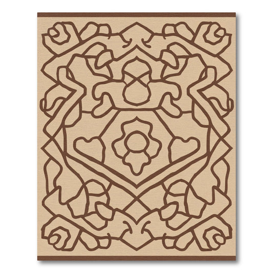 Sepia Abstract Floral Lattice Rug