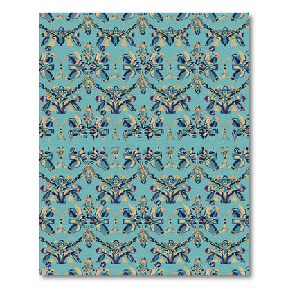 Turquoise Abstract Floral Medallion Rug