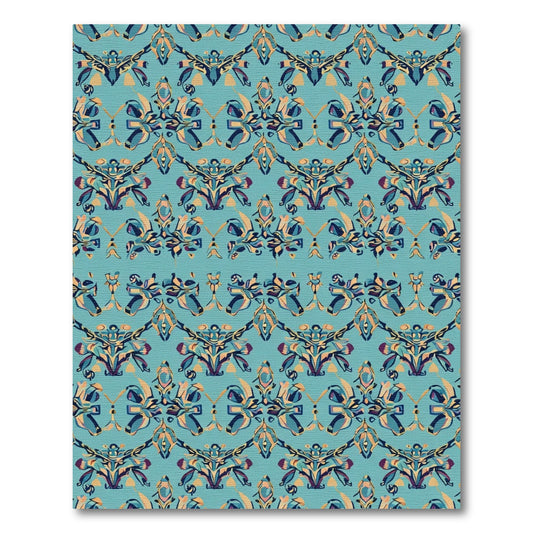Turquoise Abstract Floral Medallion Rug