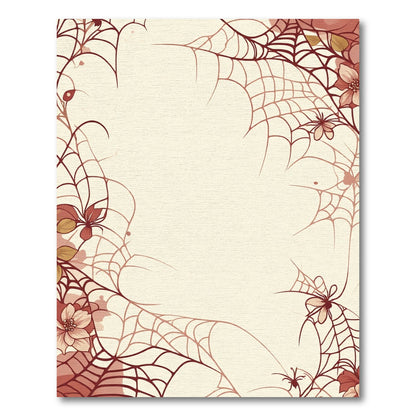 Crimson Spider Web Floral Border Rug