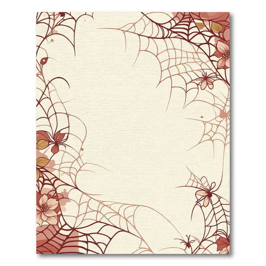 Crimson Spider Web Floral Border Rug