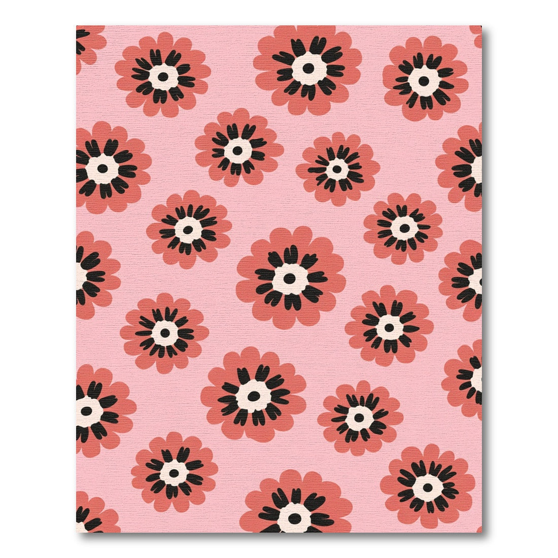 Coral Red Floral Meadow Background Rug