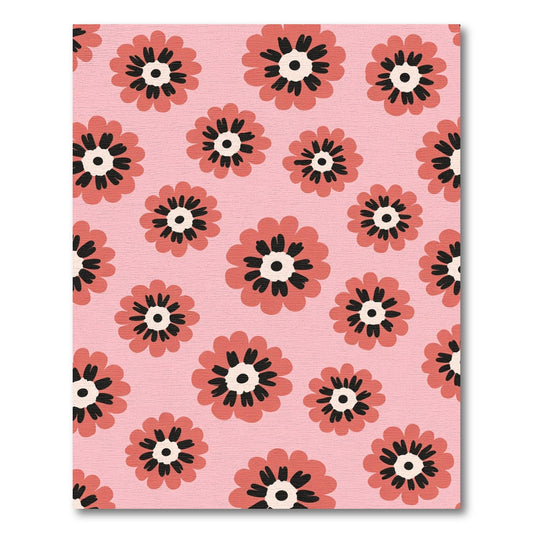 Coral Red Floral Meadow Background Rug
