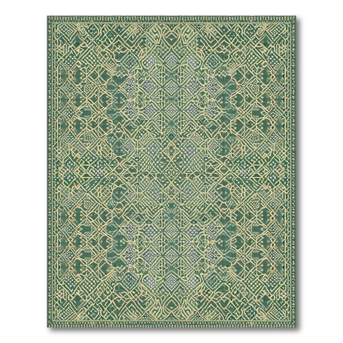 Green Traditional Persian Green Area Rug