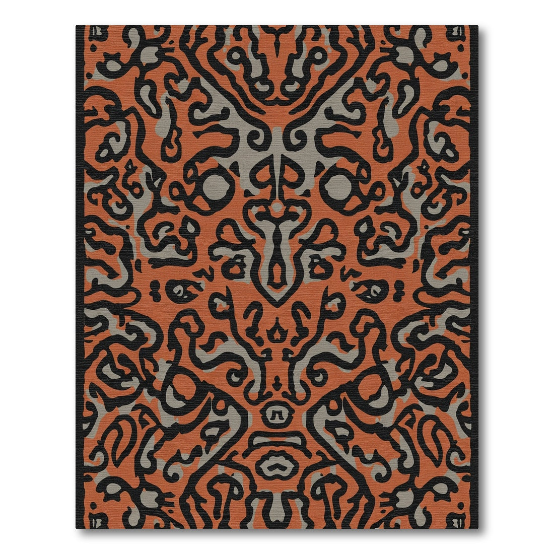 Orange Black Gray Abstract Symmetry Rug
