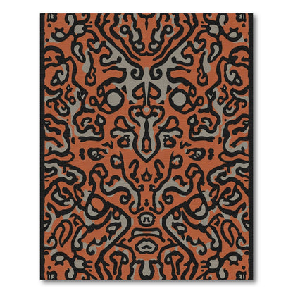 Orange Black Gray Abstract Symmetry Rug