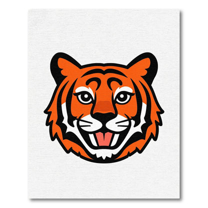 Bold Orange Tiger Face Graphic Rug