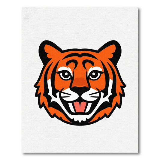 Bold Orange Tiger Face Graphic Rug