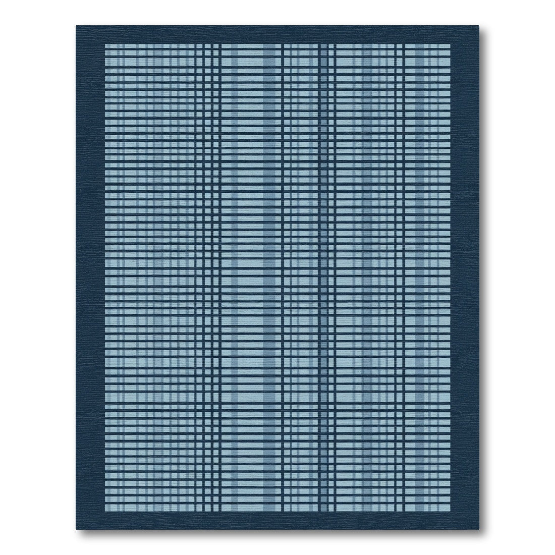 Calm Navy Blue Plaid Check Rug